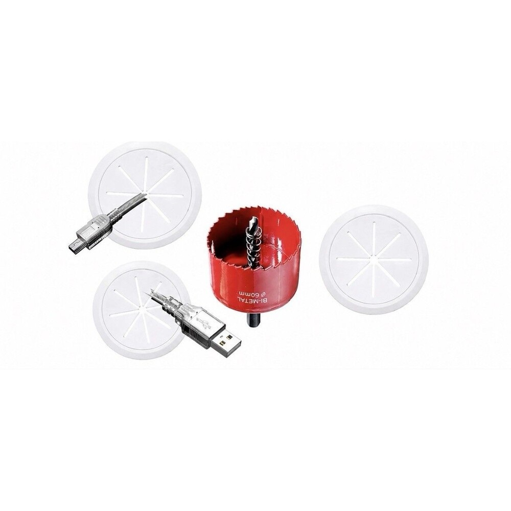 3 Pack TV Cord Hider Wall Mounted TV 2-3/8"(60mm Hole) 1 Saw Drill Attachment